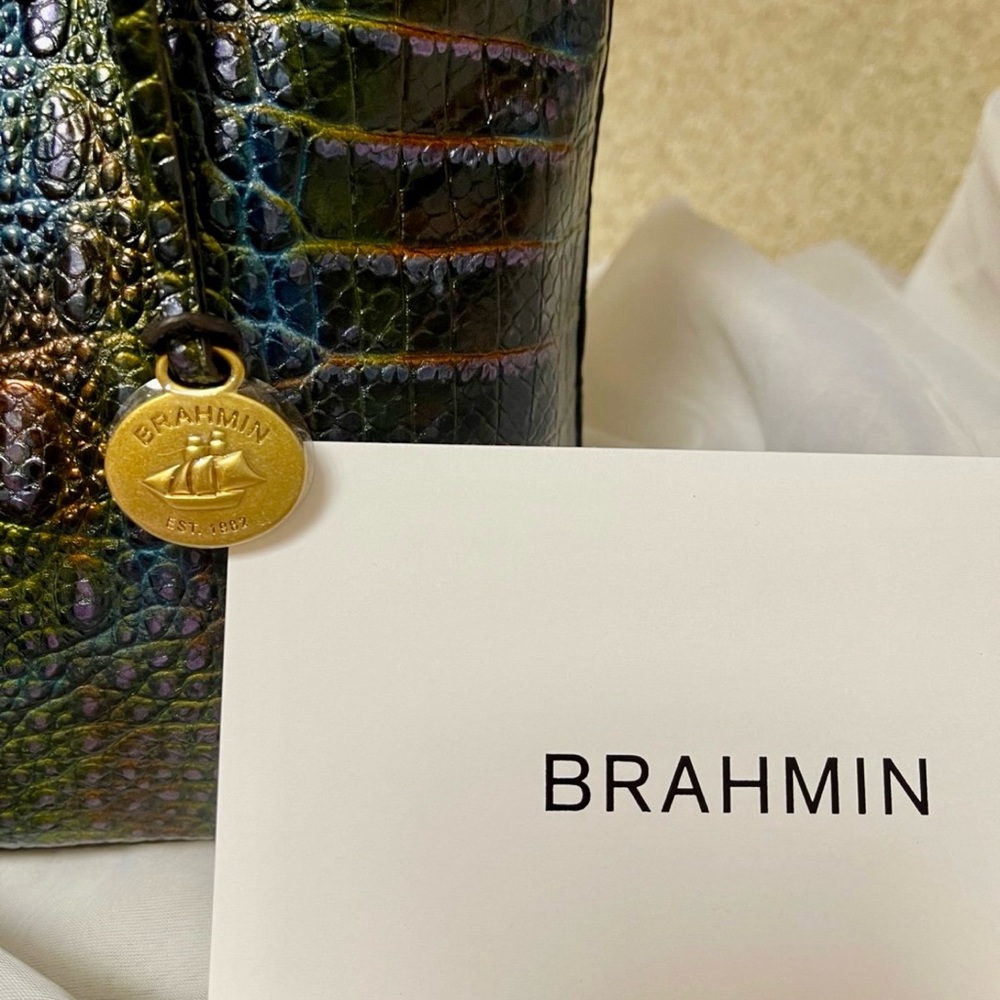 Brahmin Multi Westfield Crocodile Iridescent Leather Women's Crossbody Bag NWT - Picture 2 of 6